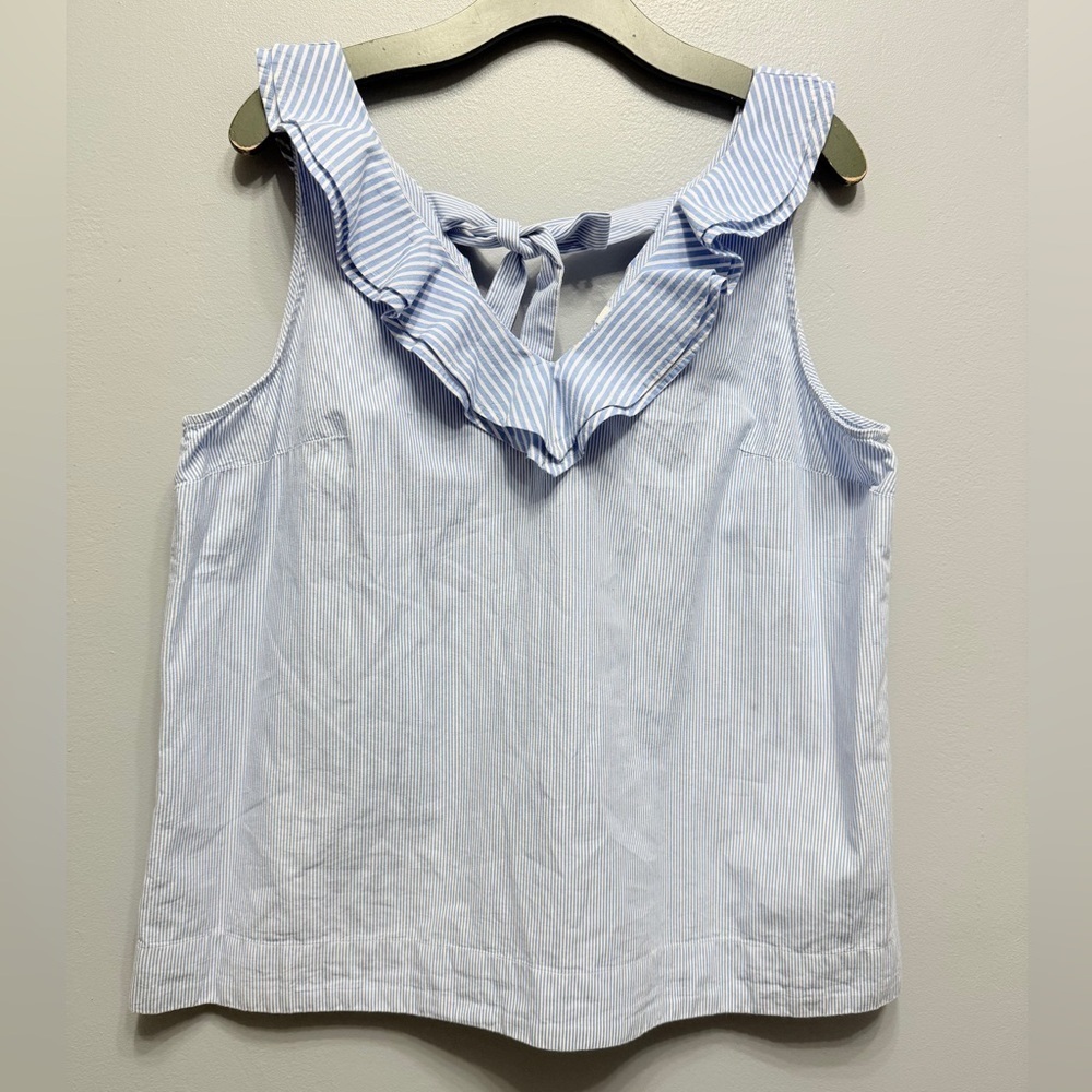 crown & ivy Light Blue Ruffle Tie-Back Blouse